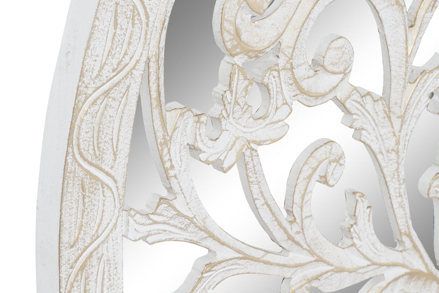 DECORACION PARED MDF ESPEJO 90X2X90 ARBOL BLANCO