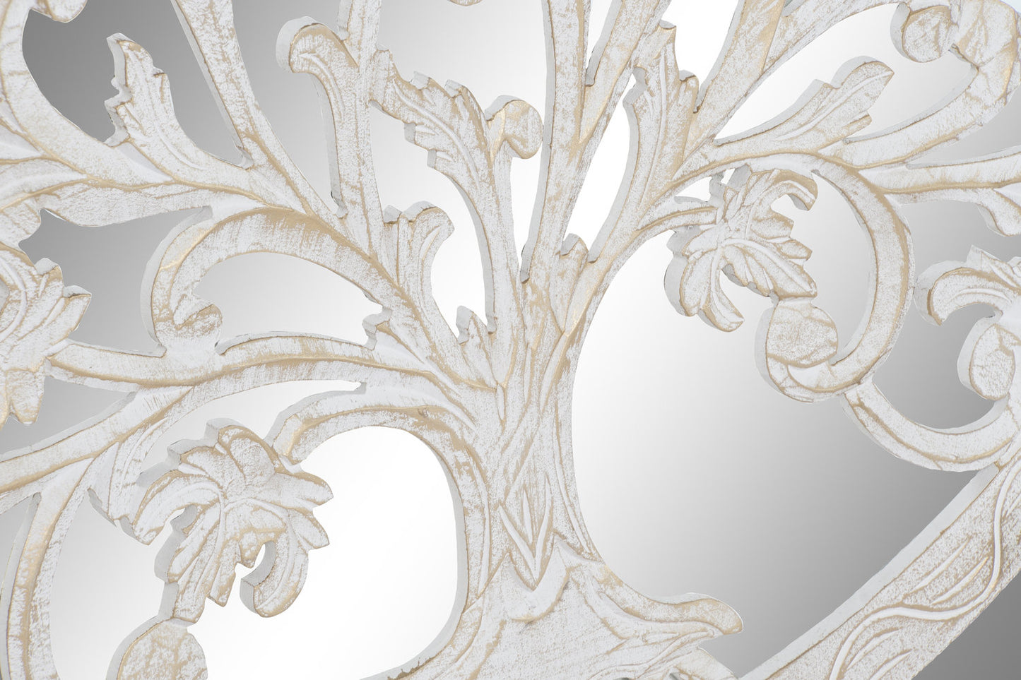 DECORACION PARED MDF ESPEJO 90X2X90 ARBOL BLANCO