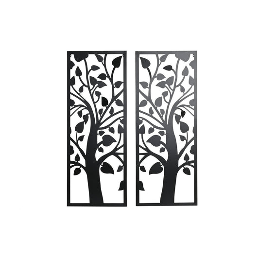 DECORACION PARED SET 2 METAL 70X1:3X90 ARBOL NEGRO