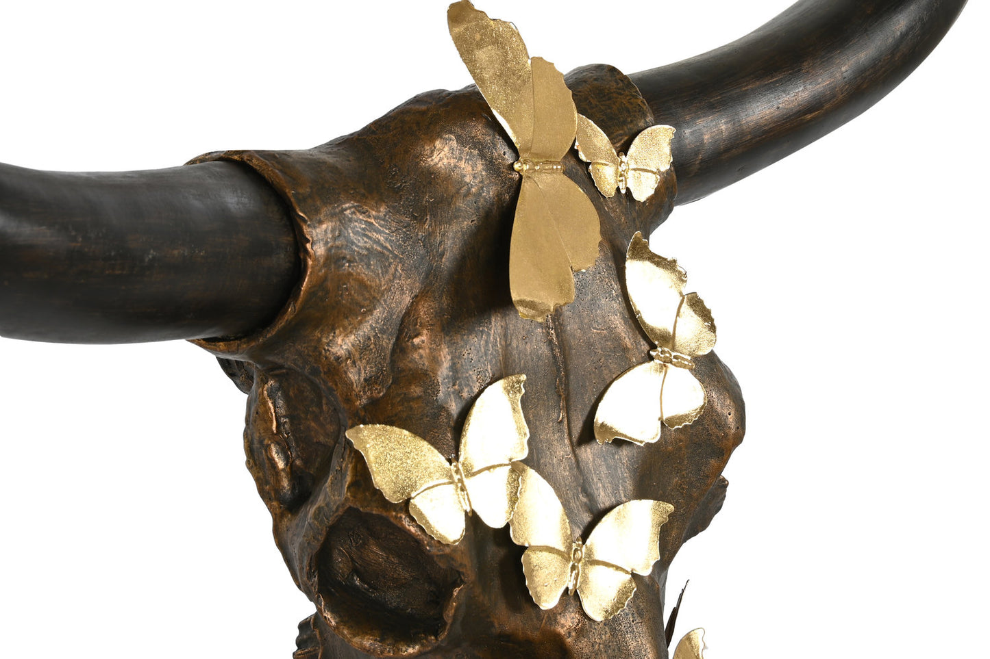 DECORACION PARED RESINA 93X25X68 BUEY MARIPOSAS