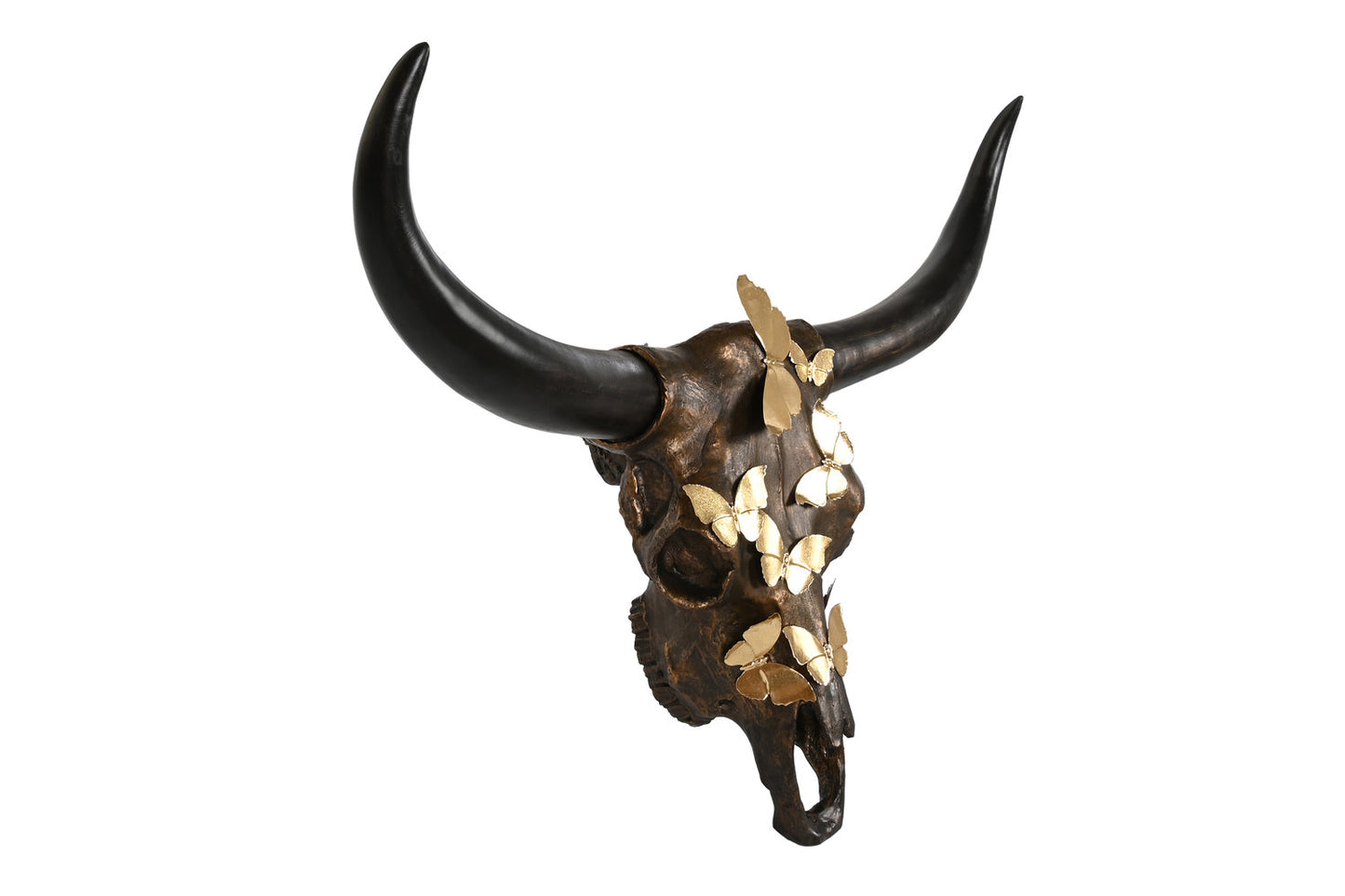 DECORACION PARED RESINA 93X25X68 BUEY MARIPOSAS