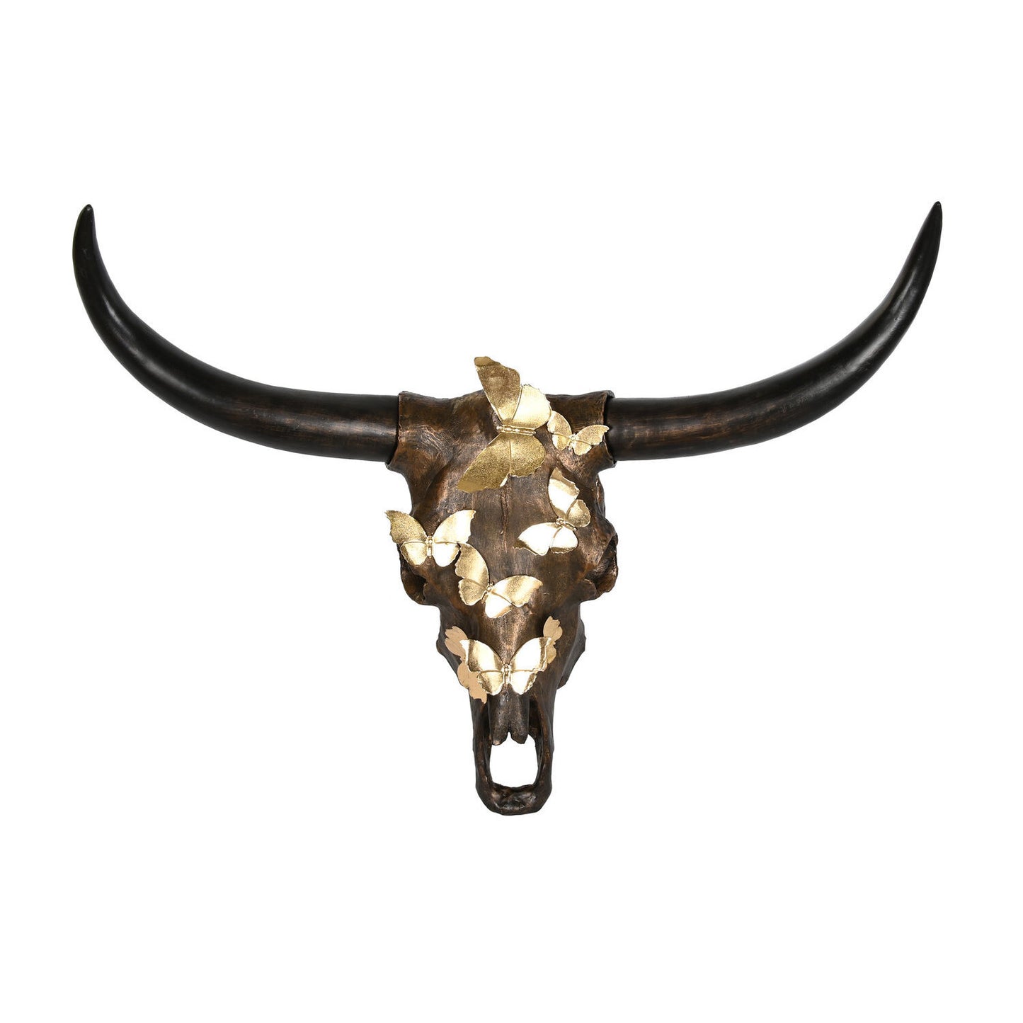 DECORACION PARED RESINA 93X25X68 BUEY MARIPOSAS