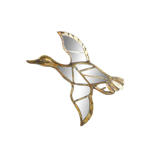 DECORACION PARED RESINA ESPEJO 38X3X37 PATO DORADO