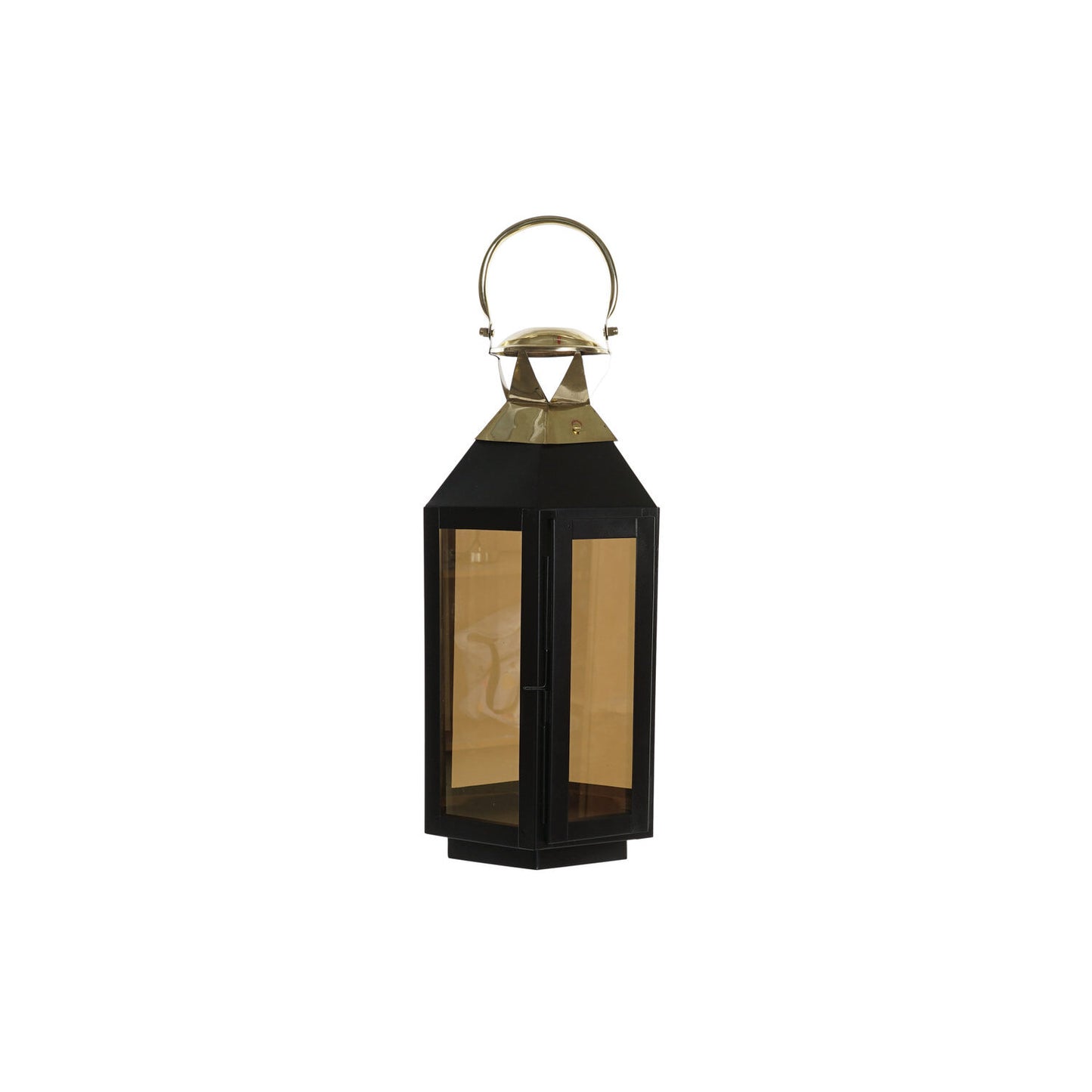 FAROLA HIERRO CRISTAL 22X20X46 NEGRO