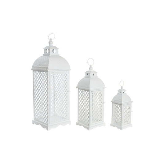 FAROLA SET 3 METAL 24X24X74 DESGASTADO BLANCO