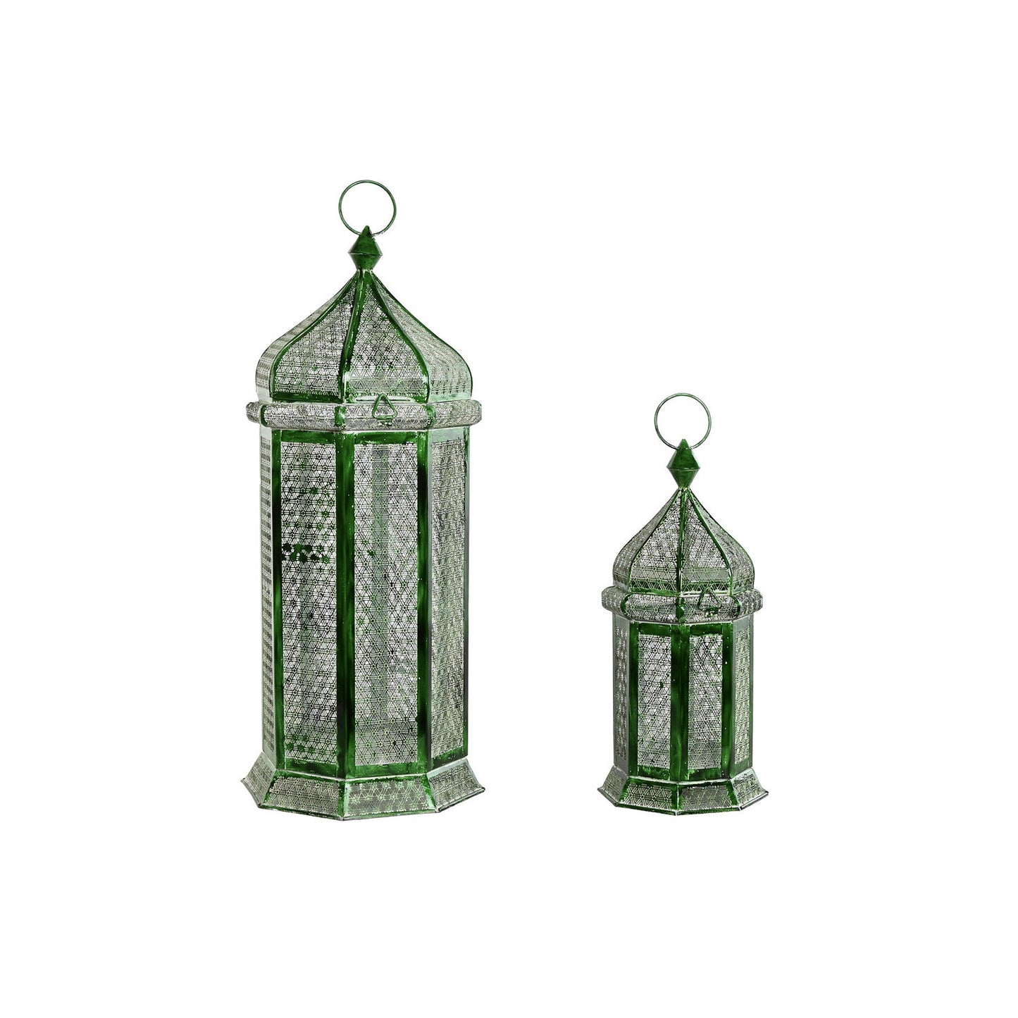 FAROLA SET 2 METAL 23X23X57 VERDE