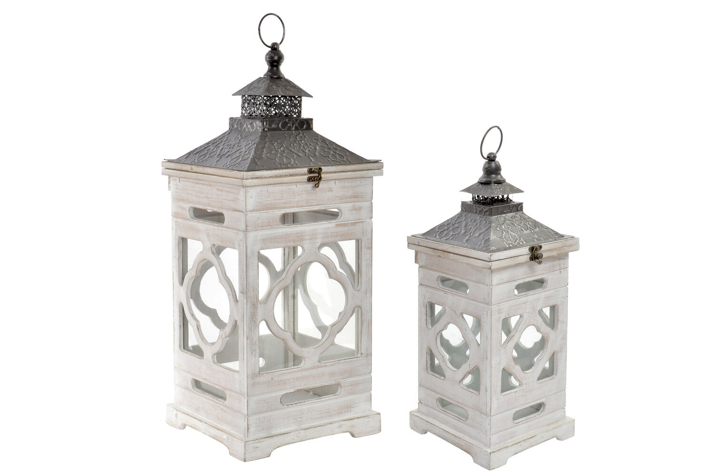 FAROLA SET 2 ABETO 26X26X66 FAROLA SET 2 CRISTAL