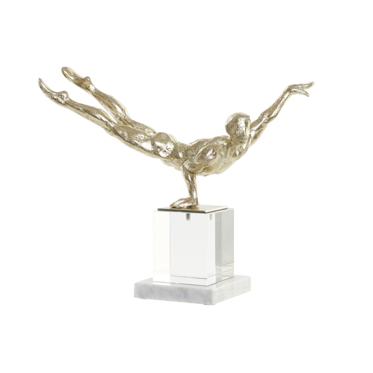 FIGURA RESINA CRISTAL 30X10X27 GIMNASTA DORADO