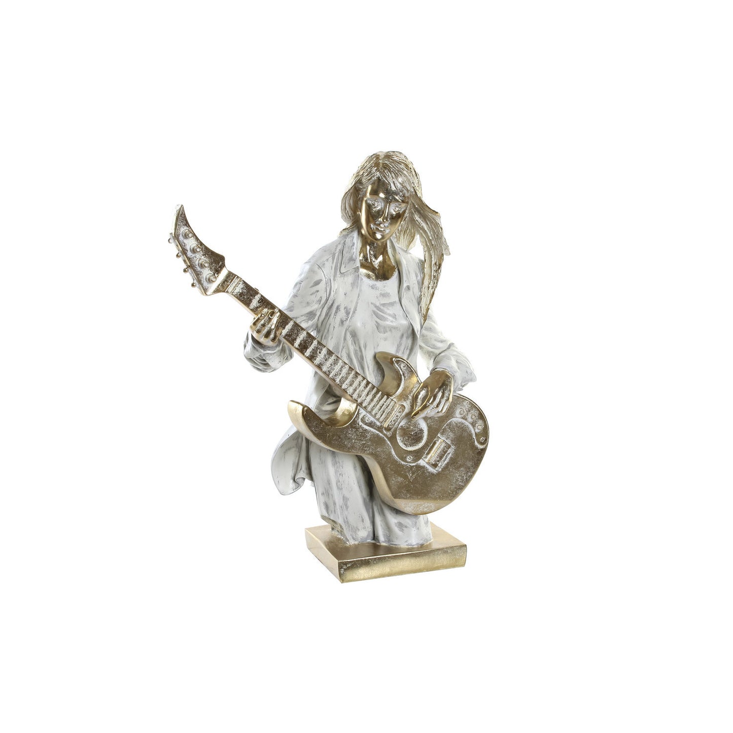 FIGURA RESINA 37X25X50 MUSICO BLANCO