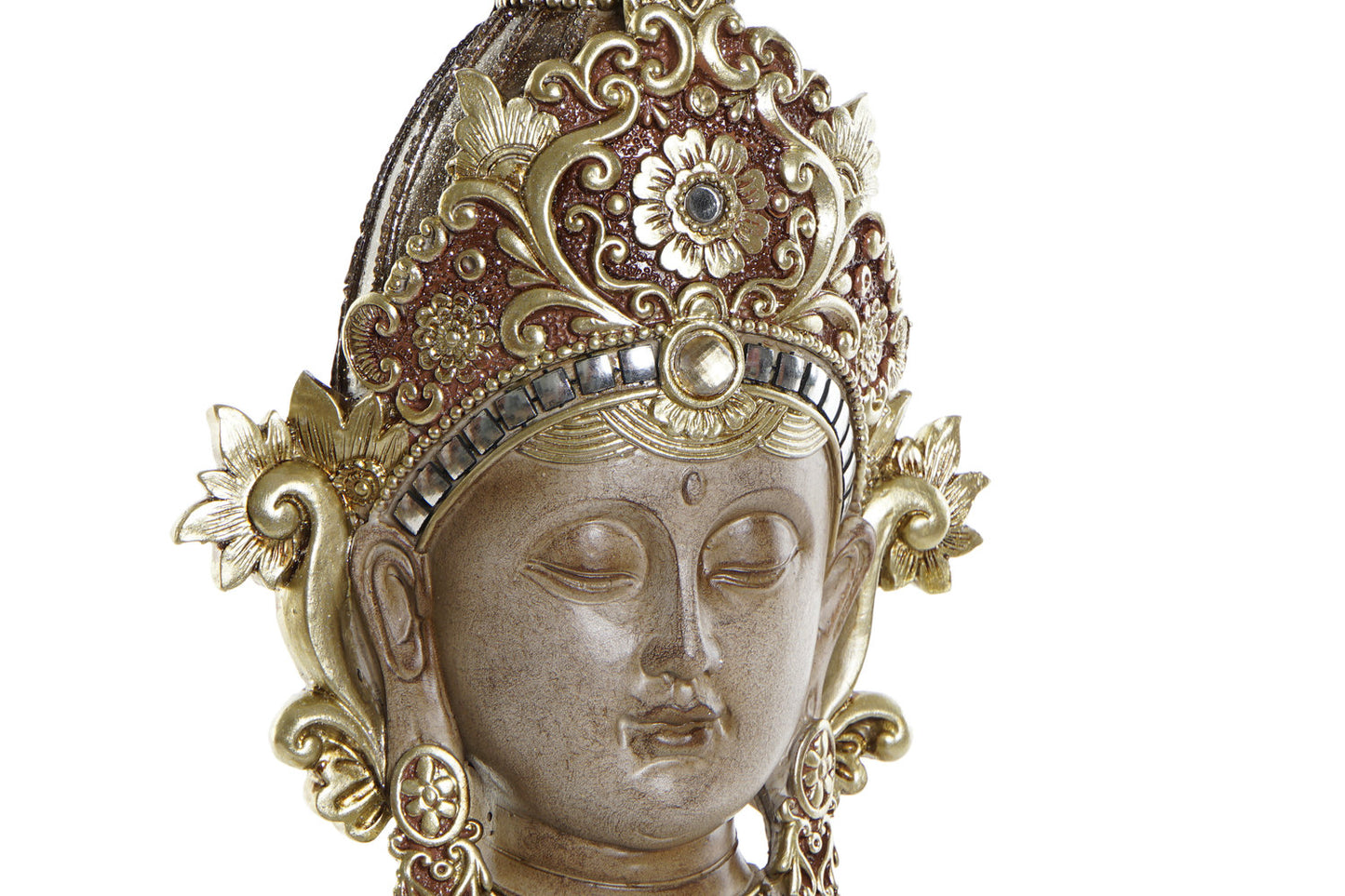 FIGURA RESINA METAL 15X7X38 BUDA CABEZA DORADO