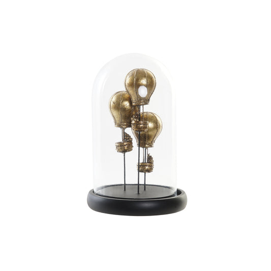 FIGURA RESINA CRISTAL 14X14X22 GLOBOS DORADO