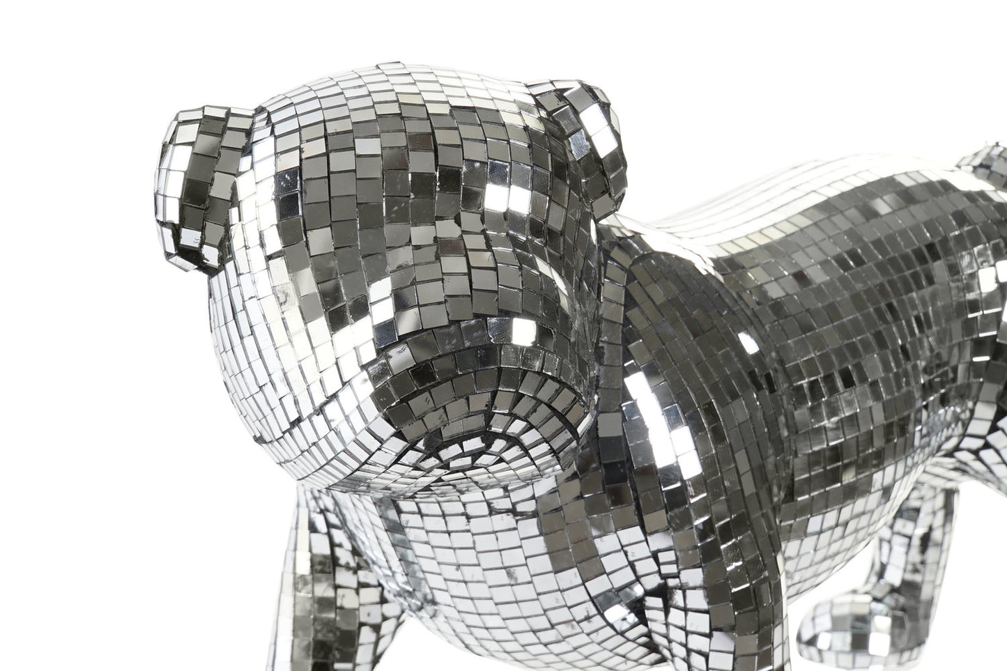 FIGURA RESINA 45:5X21:5X25 BULLDOG ESPEJO PLATEADO