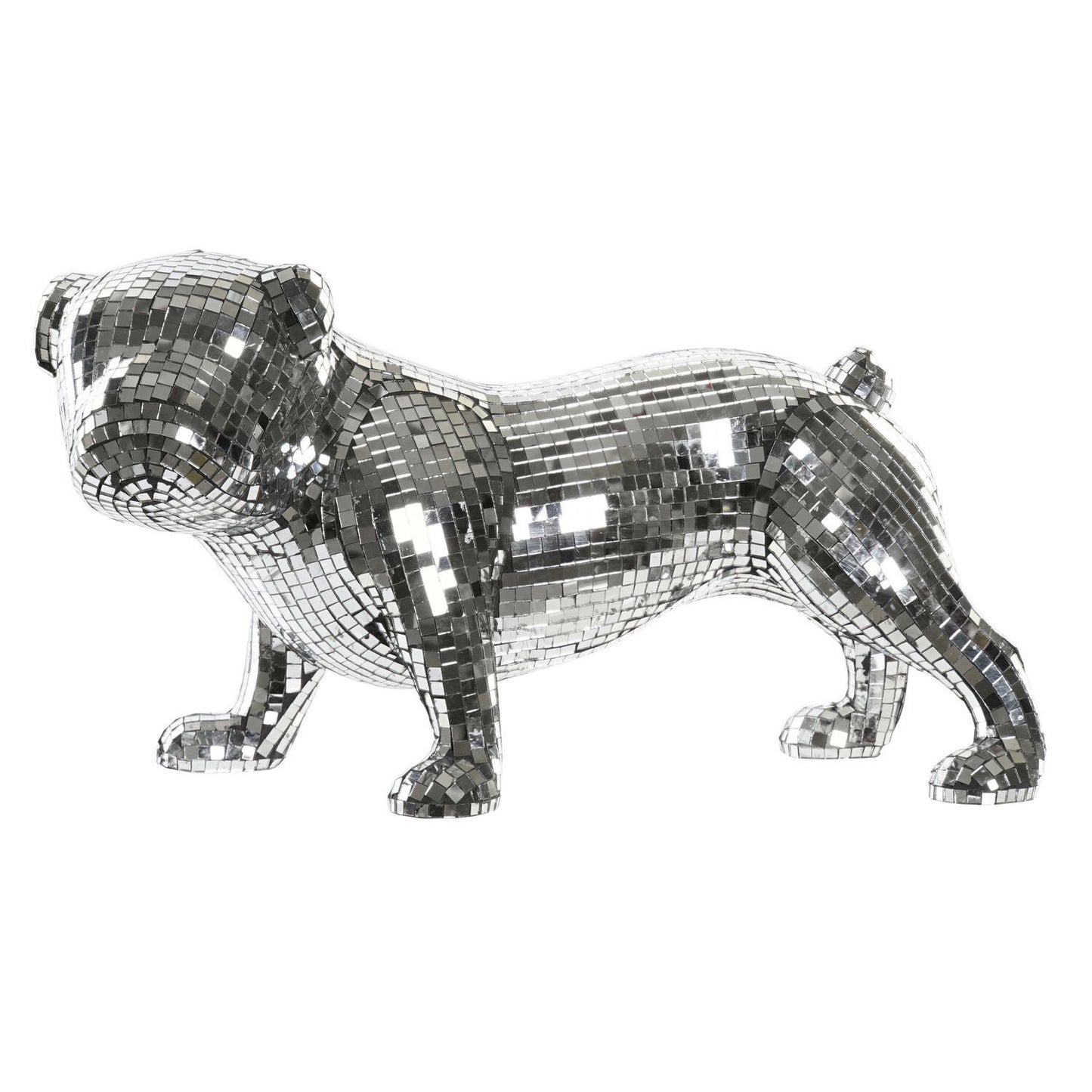 FIGURA RESINA 45:5X21:5X25 BULLDOG ESPEJO PLATEADO