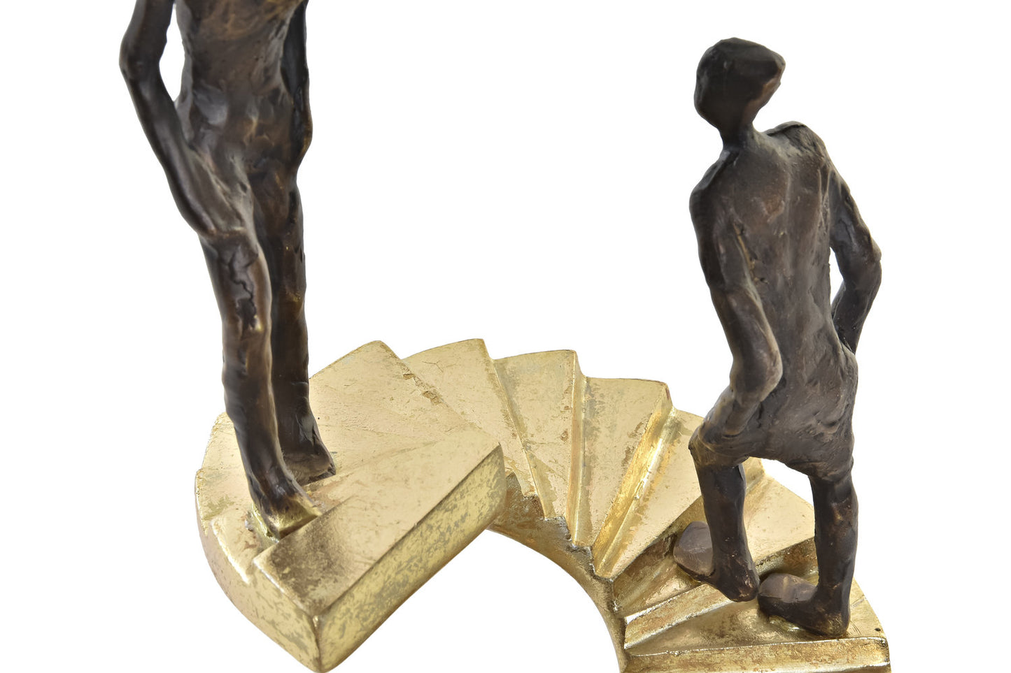 FIGURA RESINA 14X14X41:5 ESCALERA PERSONAS DORADO