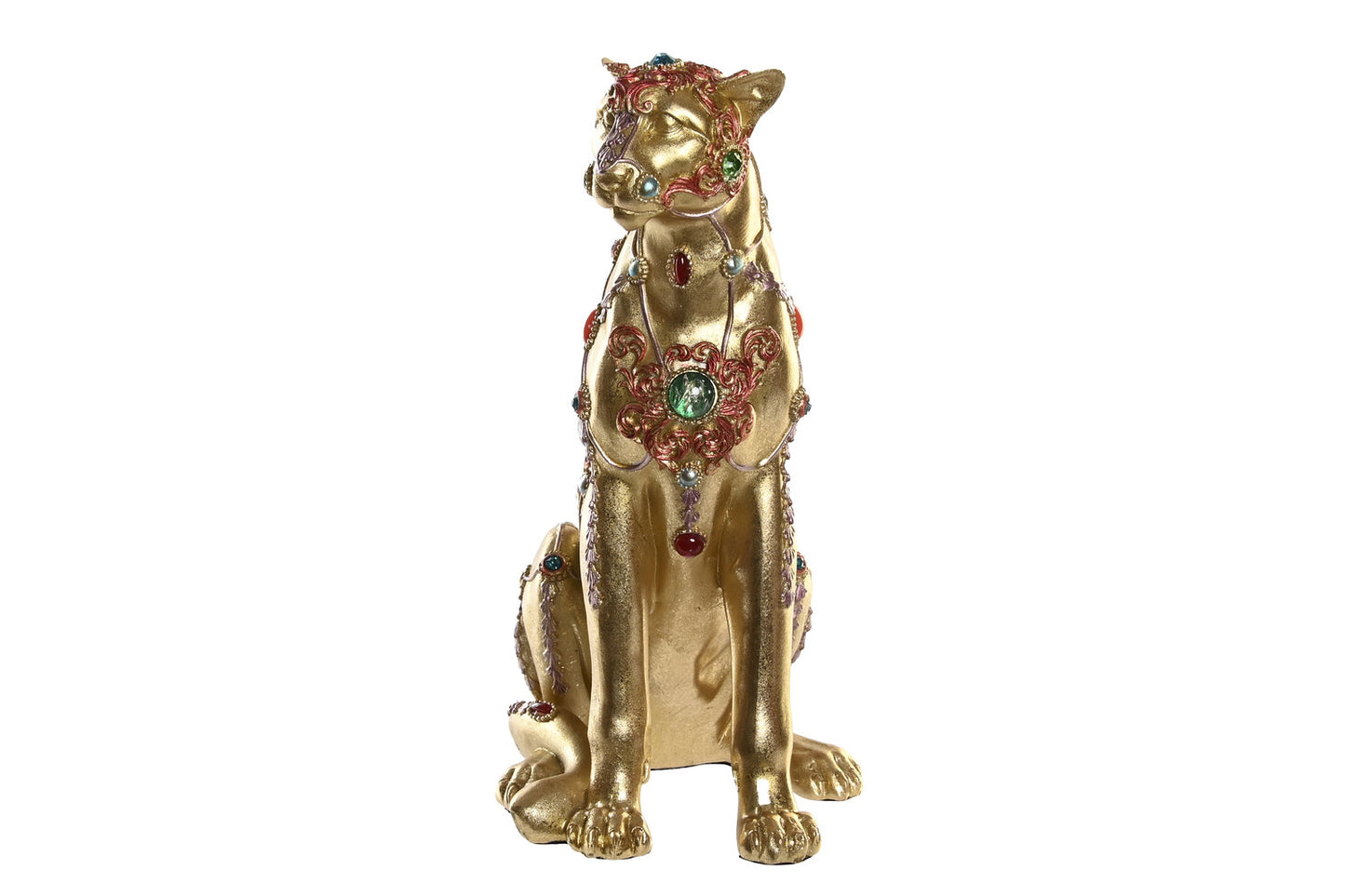 FIGURA RESINA 25:5X17X33 LEOPARDO DORADO