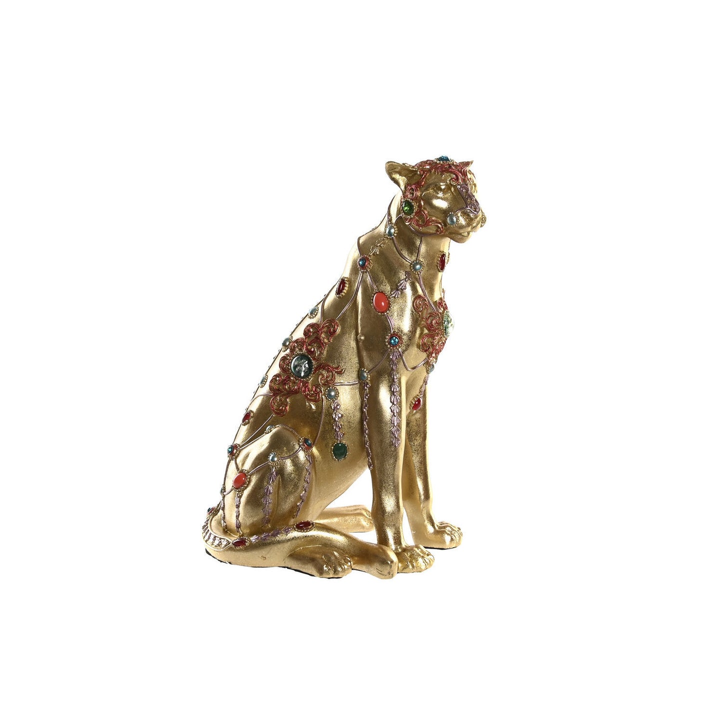 FIGURA RESINA 25:5X17X33 LEOPARDO DORADO