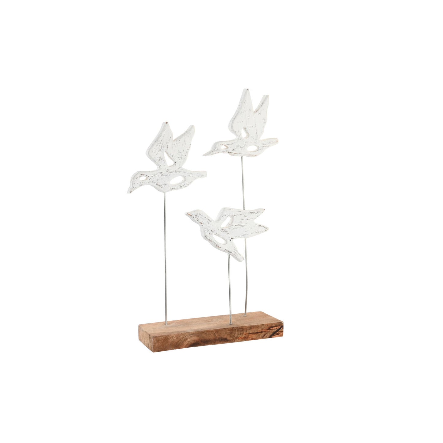 FIGURA MANGO HIERRO 32X10X51 PAJAROS BLANCO