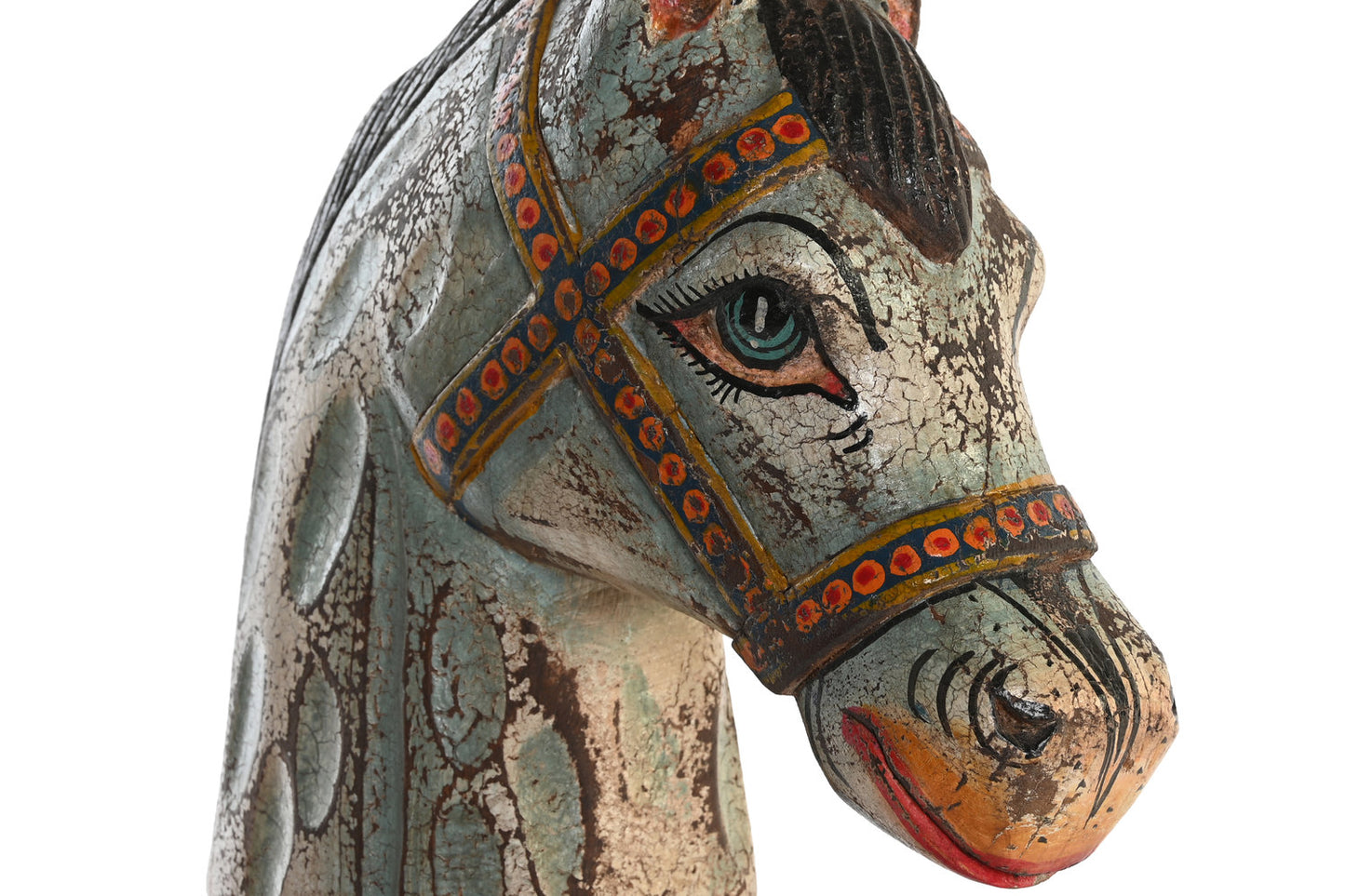 FIGURA MANGO HIERRO 24X12X35 CABALLO ENVEJECIDO