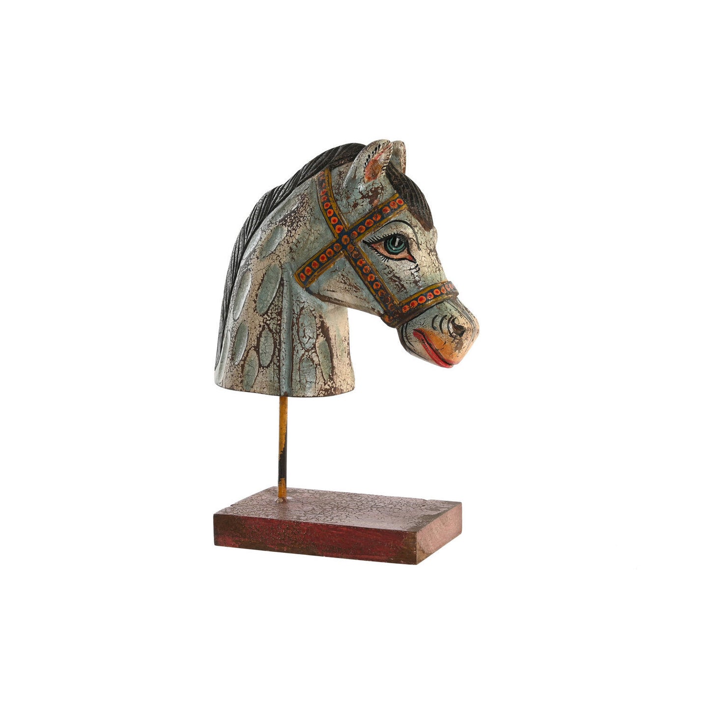 FIGURA MANGO HIERRO 24X12X35 CABALLO ENVEJECIDO