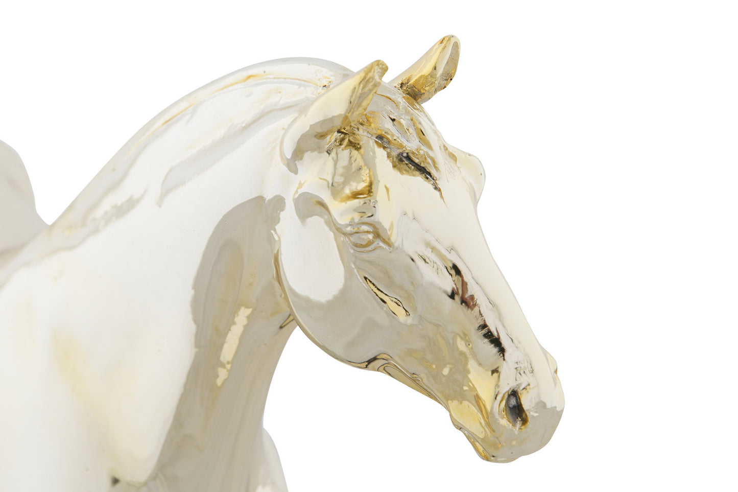 FIGURA RESINA 30X11:5X26 CABALLO METALIZADO DORADO