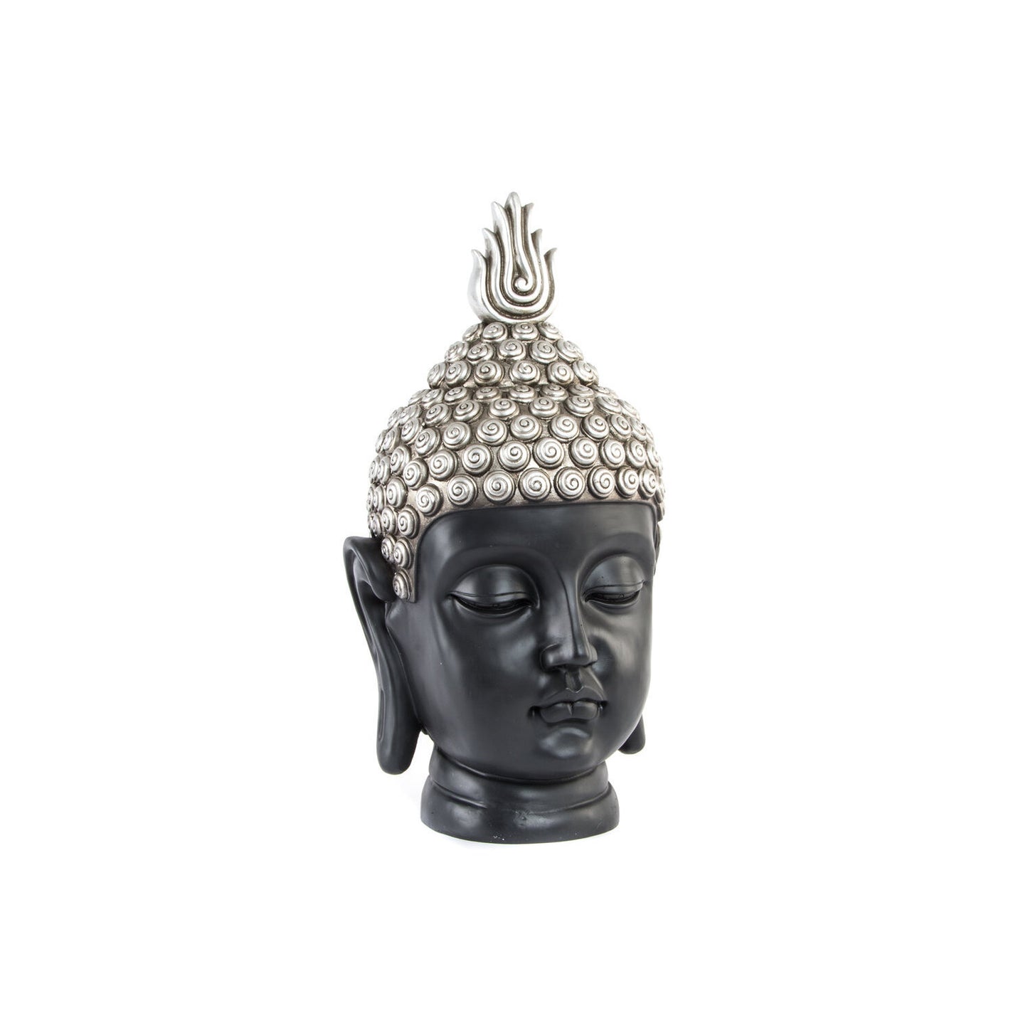 FIGURA RESINA 27X24X49 CABEZA BUDA PLATEADO