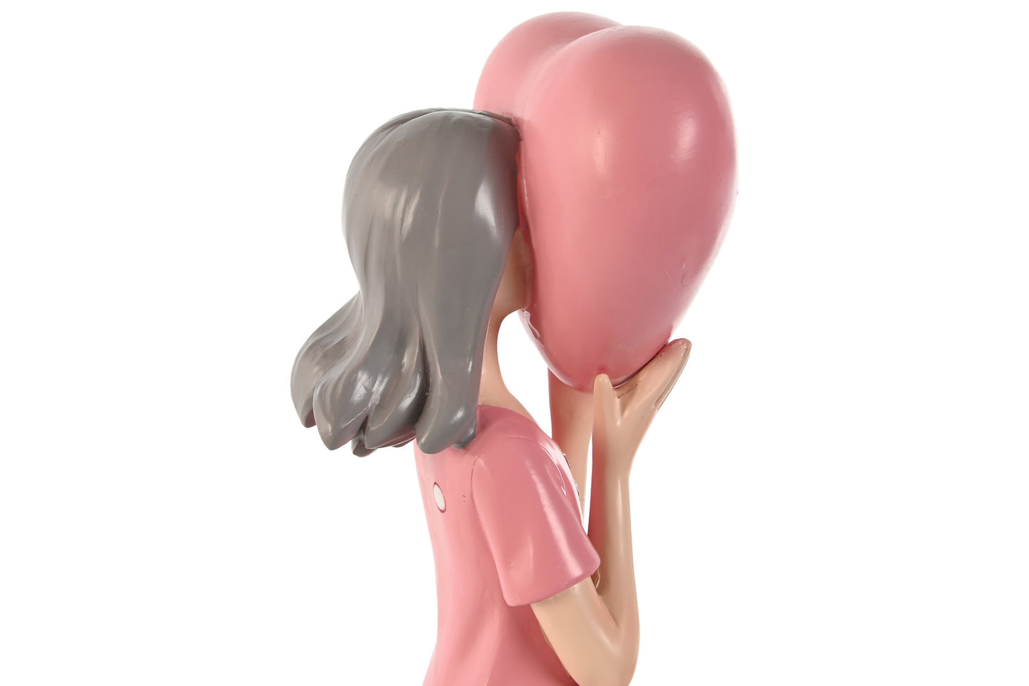 FIGURA RESINA 10X8:5X31 CHICA CORAZON ROSA