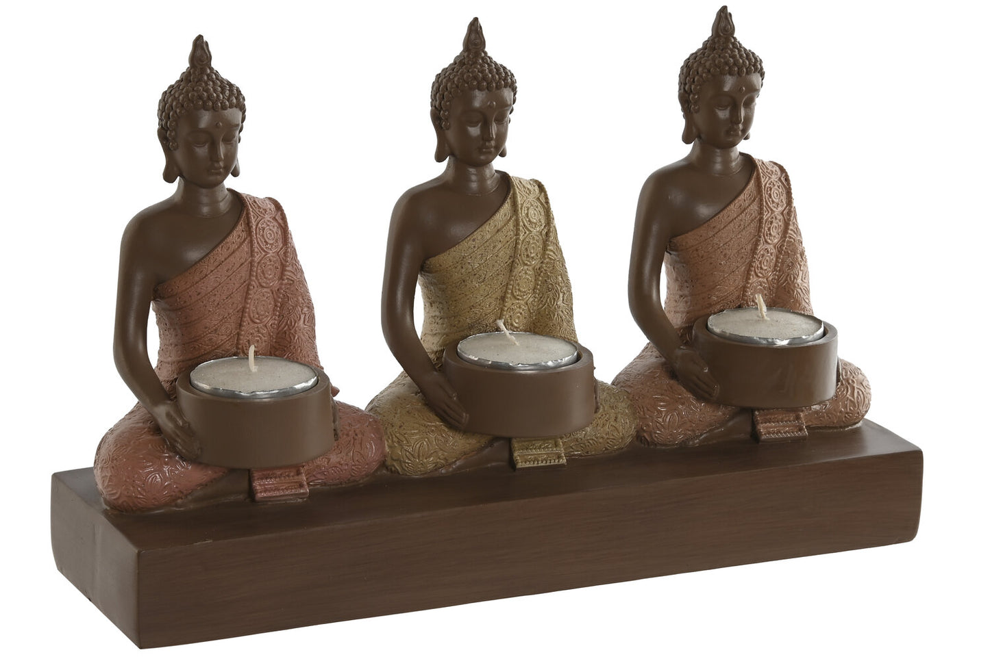 PORTAVELA RESINA 28X8:5X17 3 VELAS BUDA CORAL