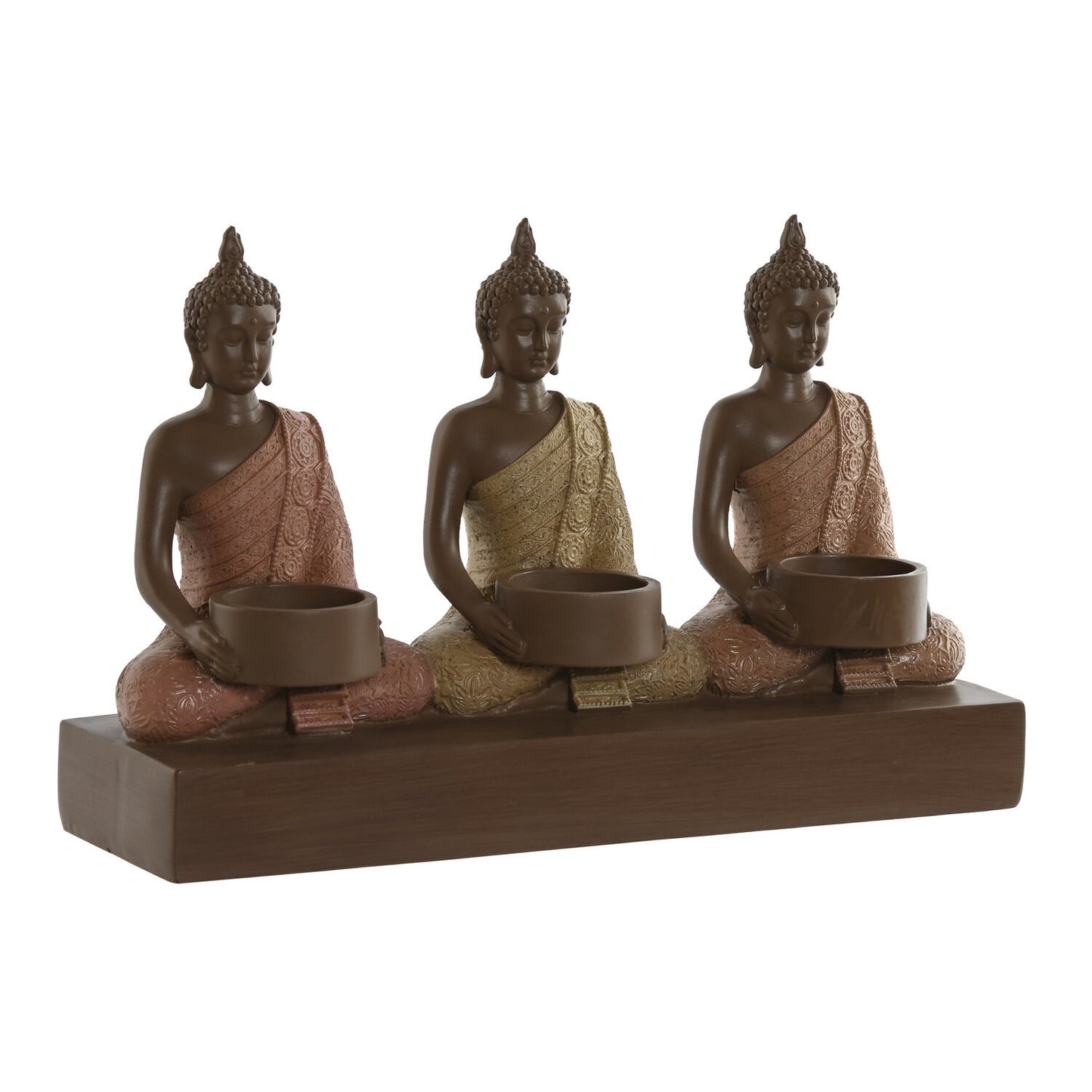 PORTAVELA RESINA 28X8:5X17 3 VELAS BUDA CORAL