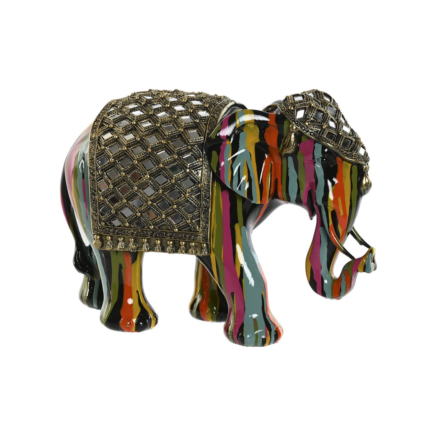 FIGURA RESINA 31X14X22 ELEFANTE MULTICOLOR