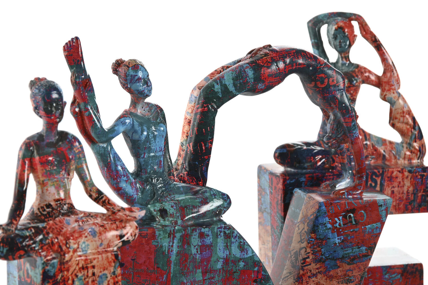 FIGURA SET 4 RESINA 12:5X5X22 LOVE YOGA MULTICOLOR