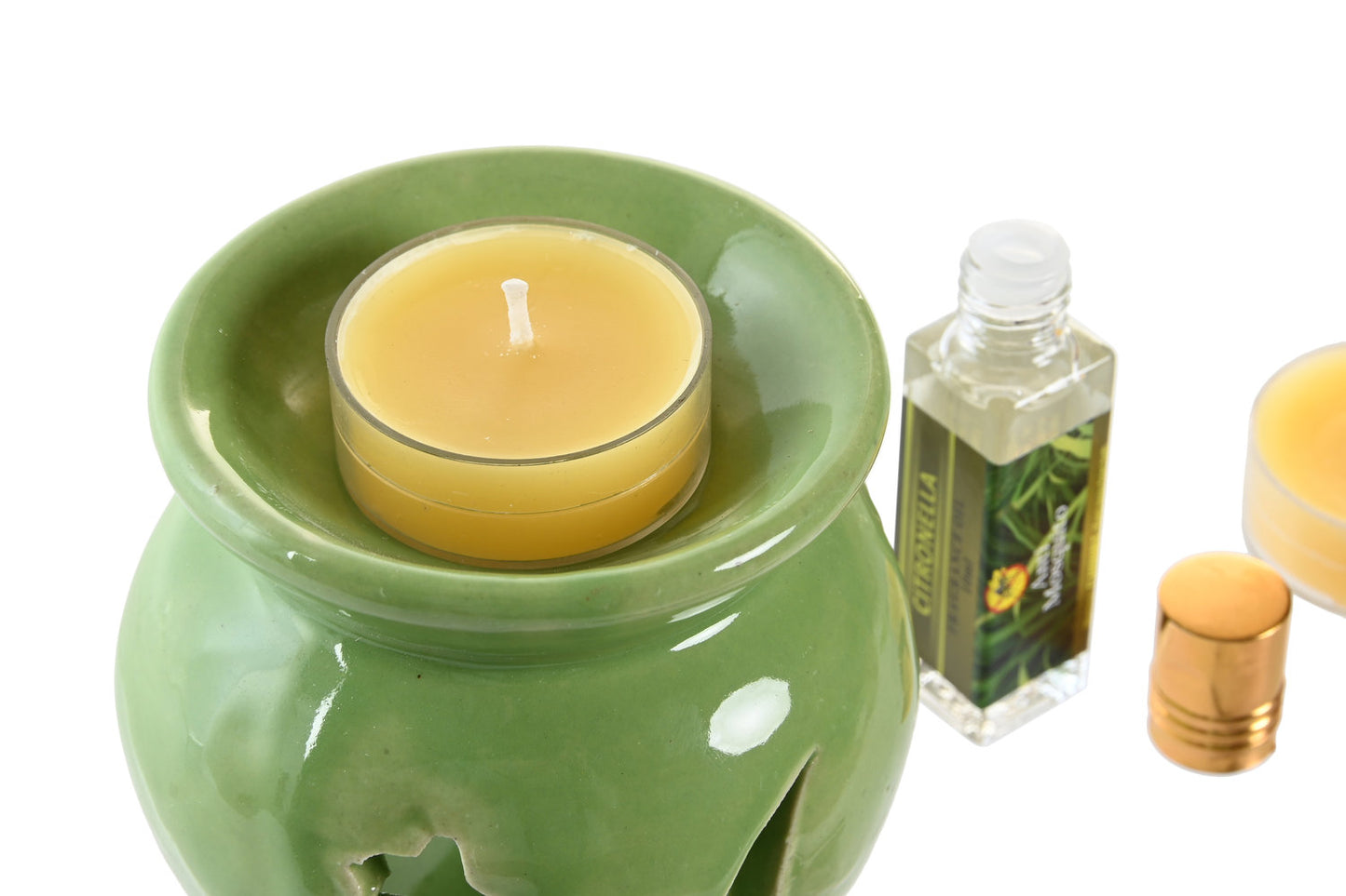 QUEMADOR SET 4 CERAMICA 16X9:5X7:5 10ML 2 VELAS