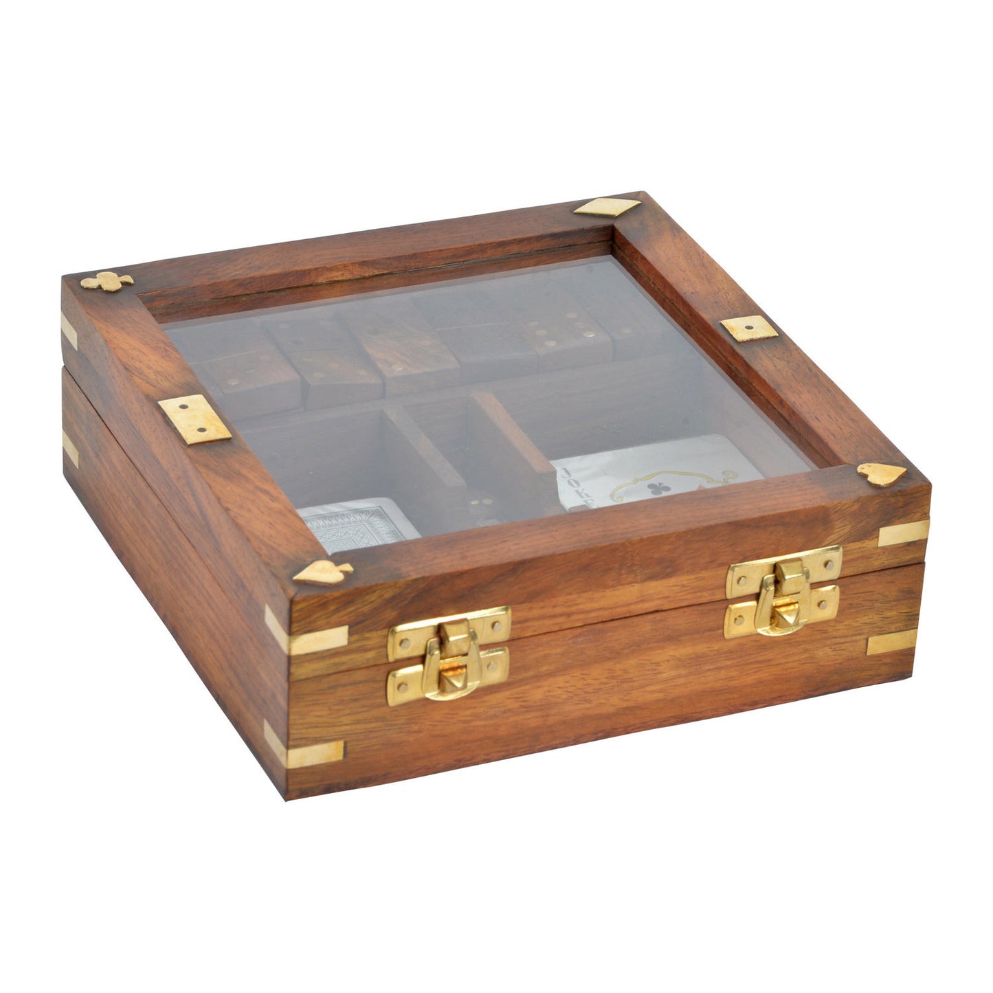 JUEGO SET 4 SHEESHAM CRISTAL 17X17X5:5 MARRON