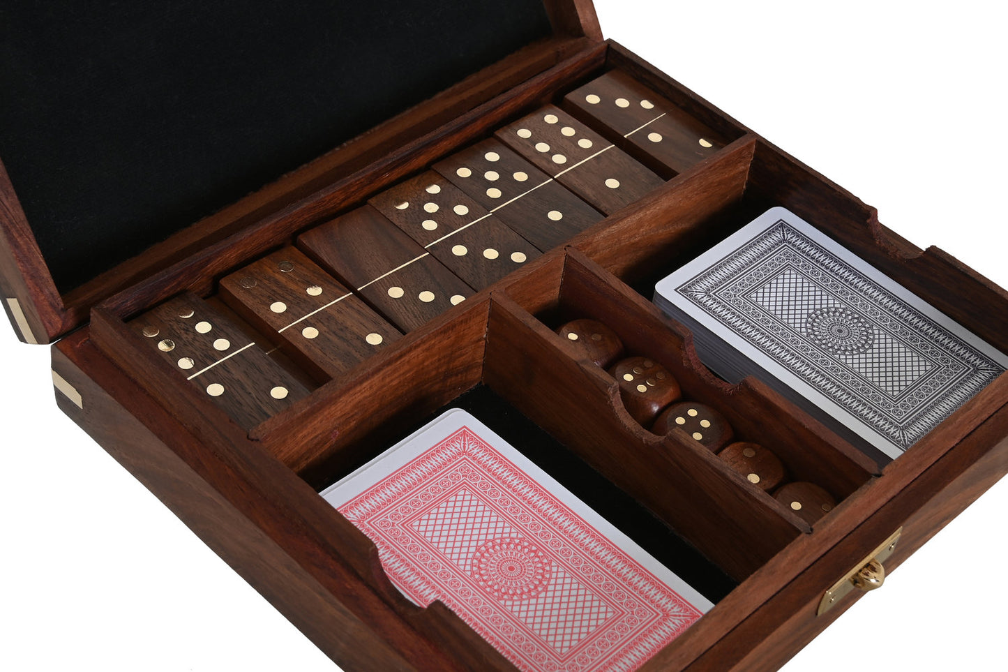 JUEGO DE MESA MANGO LATON 21X17X4:5 CARTAS DADOS