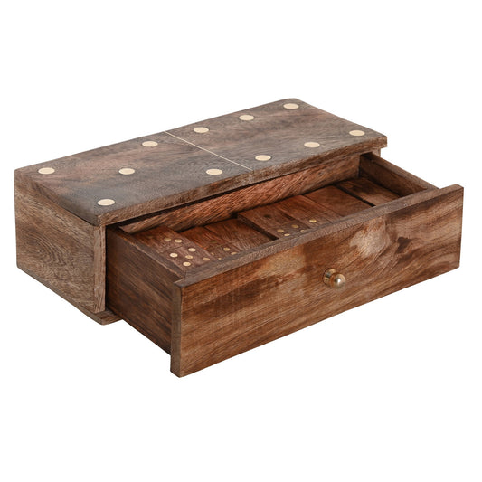 JUEGO DE MESA MANGO LATON 21X9X6:5 DOMINO MARRON