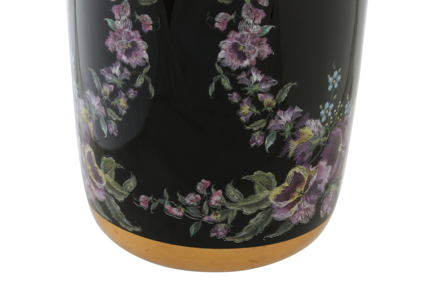 JARRON PORCELANA 14X14X24 FLORES NEGRO