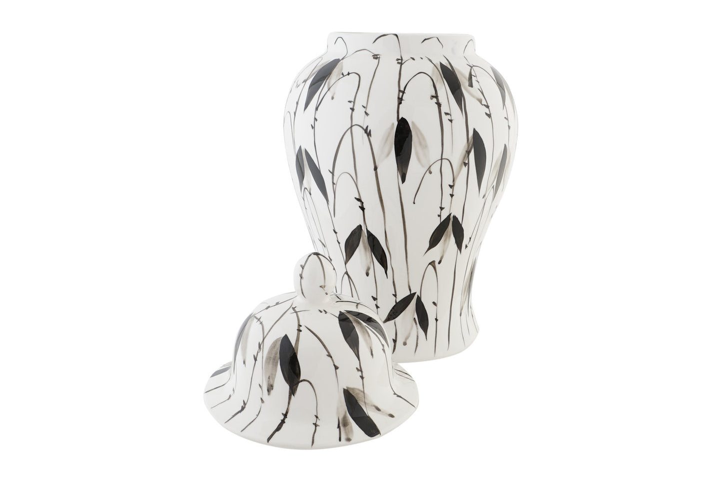 TIBOR PORCELANA 22X22X42 HOJAS BLANCO