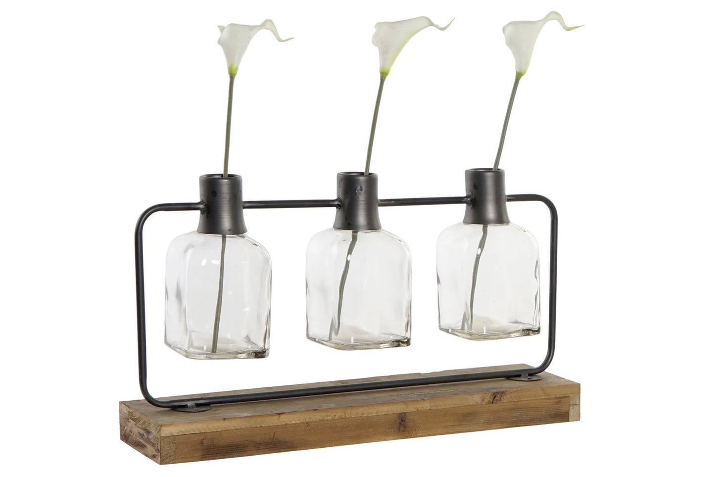 JARRON SET 3 CRISTAL METAL 49X11X27 NEGRO