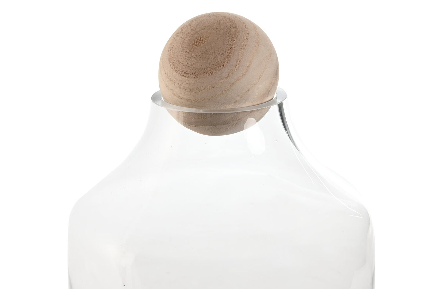 JARRON CRISTAL MADERA 21X21X42 CON BOLA NATURAL