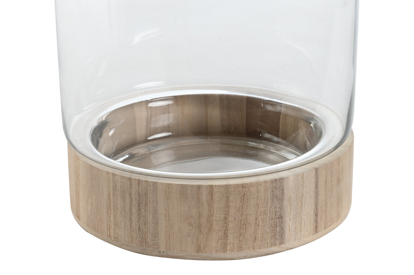 JARRON CRISTAL MADERA 21X21X42 CON BOLA NATURAL