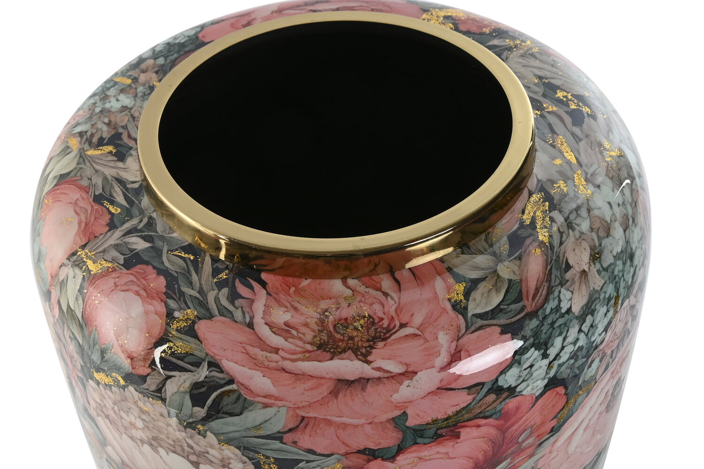 JARRON METAL 33X33X35 FLORES ROSA