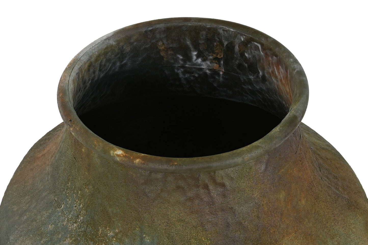 ANFORA METAL 49X49X91 PIE ENVEJECIDO VERDE MUSGO