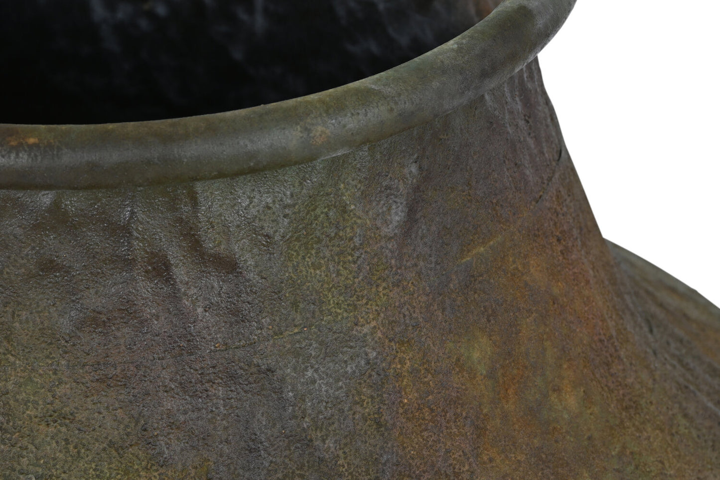 ANFORA METAL 49X49X91 PIE ENVEJECIDO VERDE MUSGO