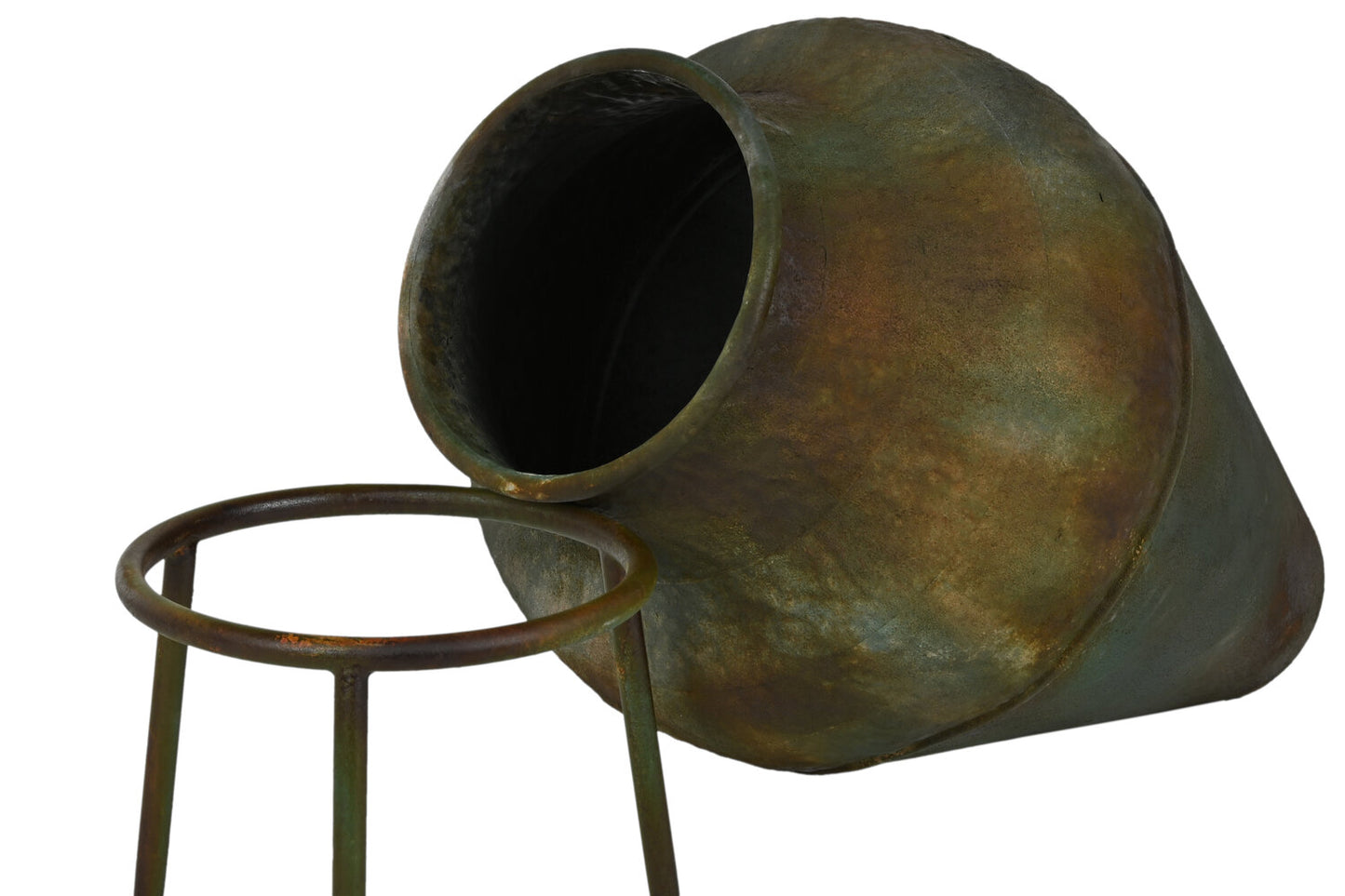 ANFORA METAL 49X49X91 PIE ENVEJECIDO VERDE MUSGO