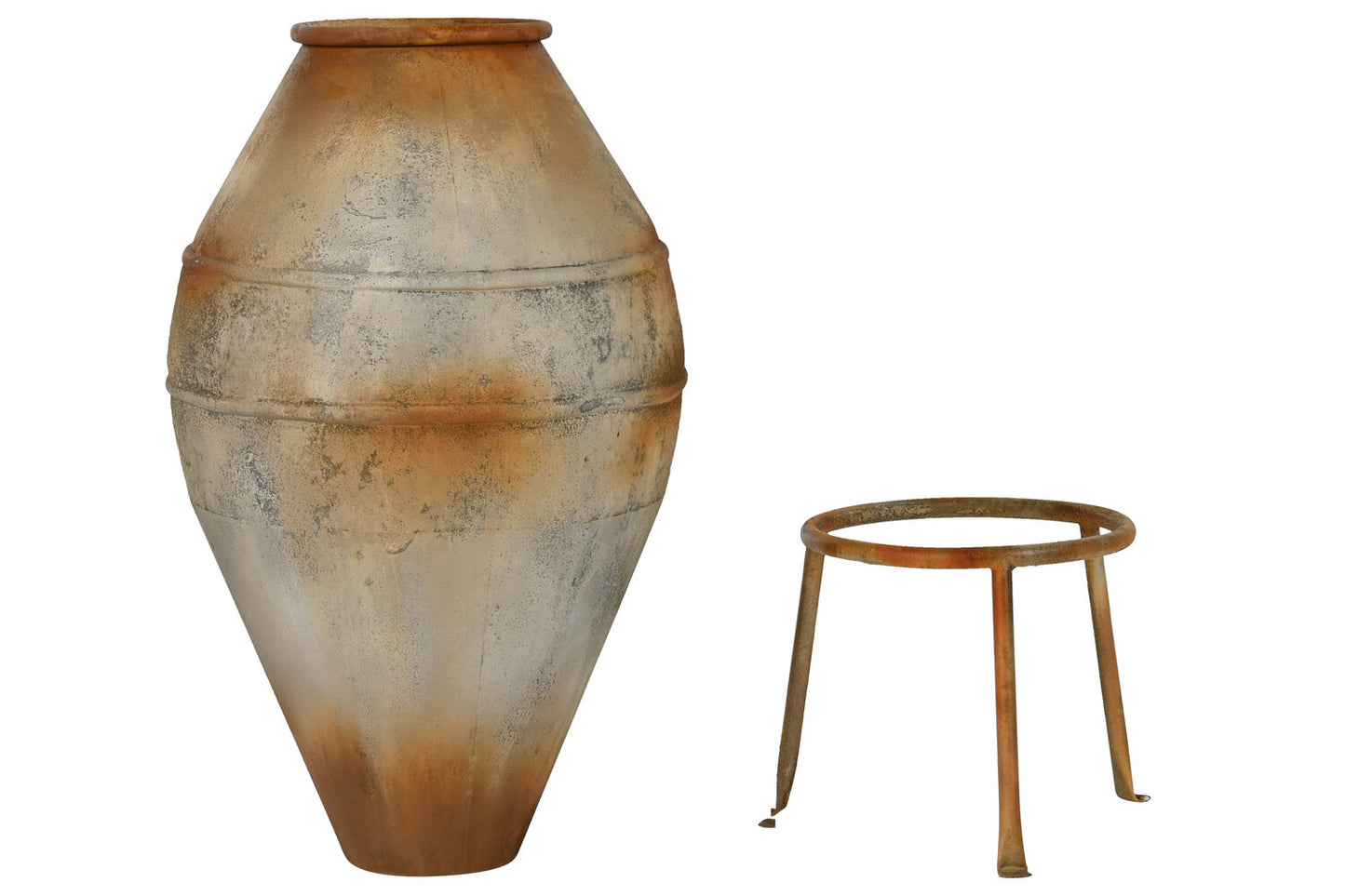 ANFORA METAL 49X49X93 PIE ENVEJECIDO BEIGE