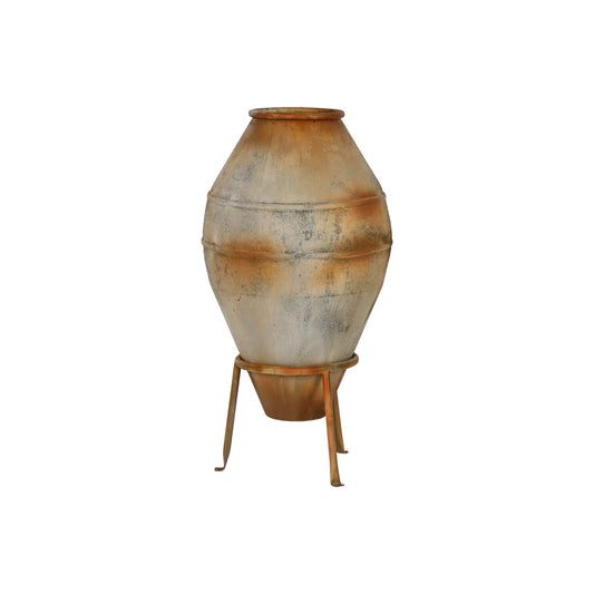 ANFORA METAL 49X49X93 PIE ENVEJECIDO BEIGE