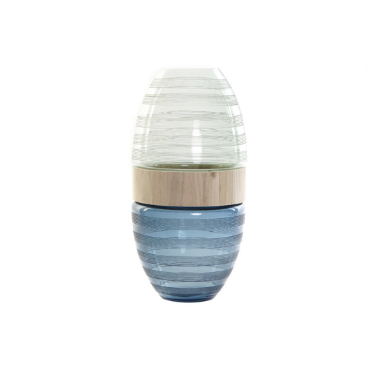 JARRON CRISTAL MADERA 21X21X43 AZUL MARINO