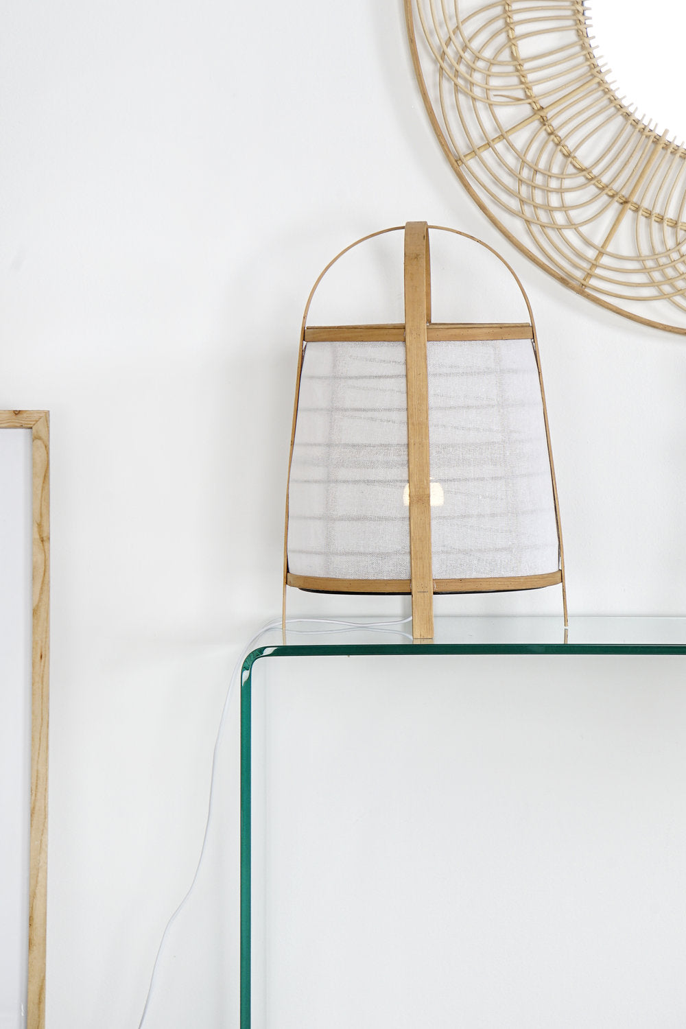 LAMPARA TECHO BAMBU LINO 32X32X45:5 BLANCO