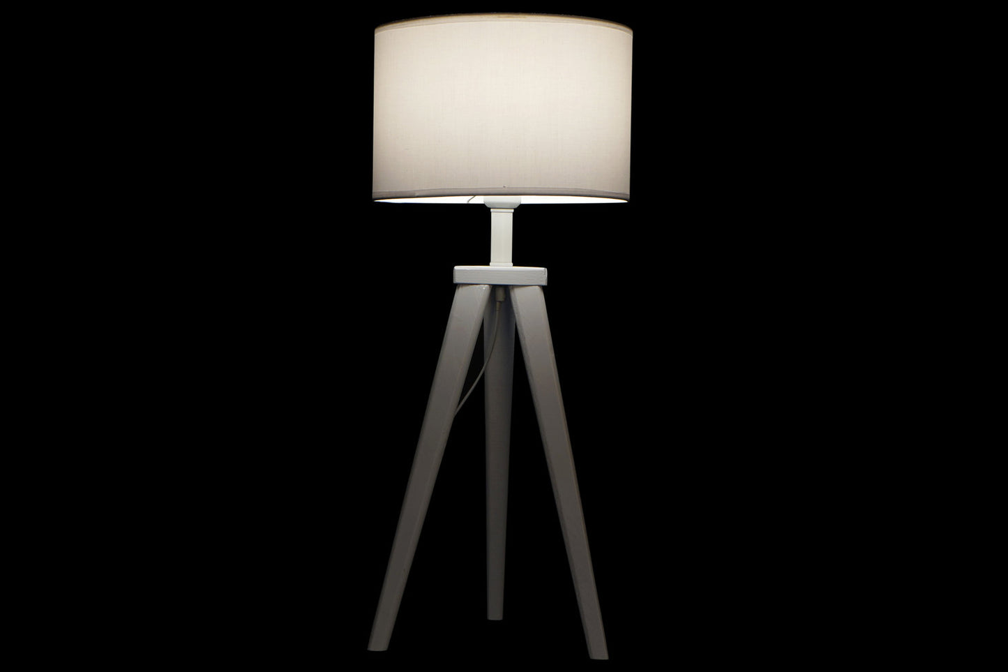 LAMPARA SOBREMESA MADERA POLIESTER 30X30X72 BLANCO