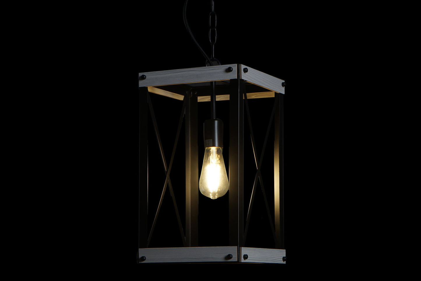 LAMPARA TECHO METAL METAL 25X25X43 E27 MARRON