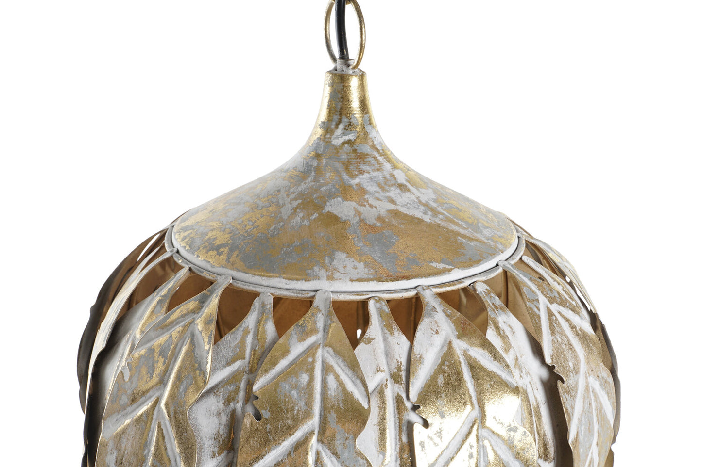 LAMPARA TECHO METAL 33X33X40 HOJAS DECAPE GRIS